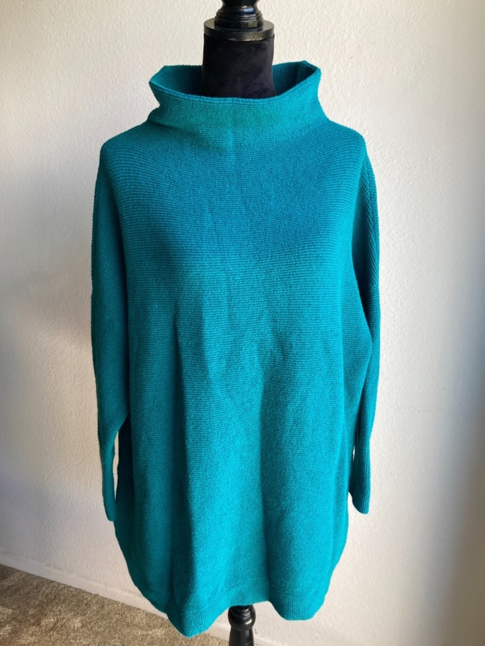 Free People Ottoman Slouchy Women s Tunic, Ribbed with Long Sleeves Teal Size M